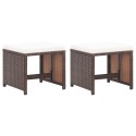 Sgabelli da Giardino 2 pz con Cuscini in Polyrattan Marrone