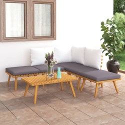 Set Divani da Giardino 6 pz in Legno Massello di Acacia