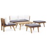 Set Divani da Giardino 6 pz in Legno Massello di Acacia