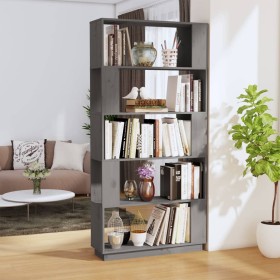 Libreria/Divisorio Grigio 80x25x163,5 cm Legno Massello di Pino