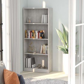 Libreria 4 Ripiani Grigio Cemento 60x24x142cm Legno Multistrato