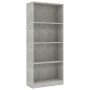 Libreria 4 Ripiani Grigio Cemento 60x24x142cm Legno Multistrato