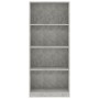 Libreria 4 Ripiani Grigio Cemento 60x24x142cm Legno Multistrato