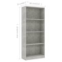 Libreria 4 Ripiani Grigio Cemento 60x24x142cm Legno Multistrato