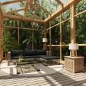 Set Divani da Giardino 5 pz con Cuscini in Polyrattan Grigio