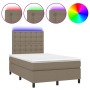 Letto a Molle con Materasso e LED Tortora 120x200cm in Tessuto
