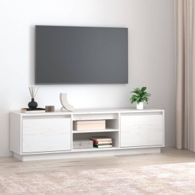 Mobile Porta TV Bianco 140x35x40 cm in Legno Massello di Pino