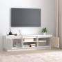 Mobile Porta TV Bianco 140x35x40 cm in Legno Massello di Pino