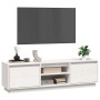 Mobile Porta TV Bianco 140x35x40 cm in Legno Massello di Pino