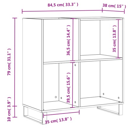 Mobile Porta Dischi Bianco 84,5x38x89 cm in Legno Multistrato