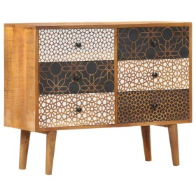 Credenza con Motivo Stampato 90x30x70 cm in Massello di Mango