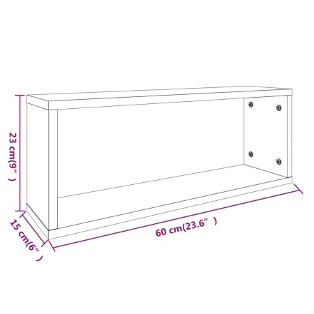 Mensole Muro Cubo 4pz Rovere Fumo 80x15x26,5 cm in Multistrato