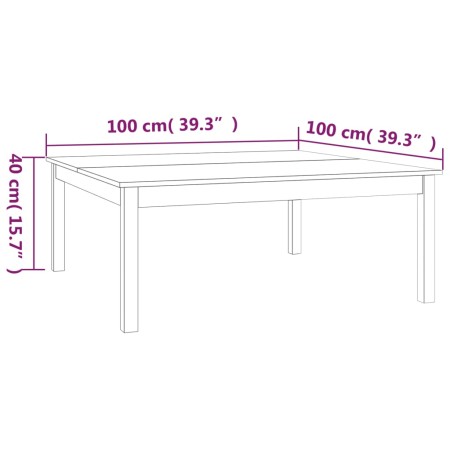 Tavolino da Salotto Miele 100x100x40 cm Legno Massello di Pino