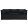 Set Divani da Giardino 4 pz con Cuscini in Polyrattan Nero