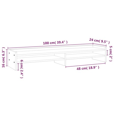 Supporto per Monitor Miele 100x24x16 cm Legno Massello di Pino