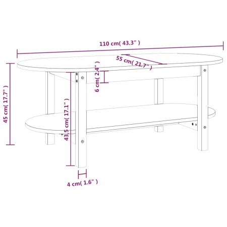 Tavolino da Salotto Miele 110x55x45 cm Legno Massello di Pino