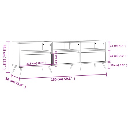 Mobile Porta TV Nero 150x30x44,5 cm in Legno Multistrato