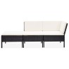 Set Divani da Giardino 3 pz con Cuscini in Polyrattan Nero