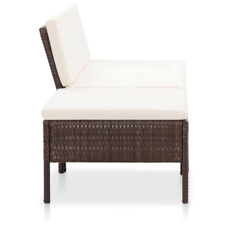 Set Divani da Giardino 3 pz con Cuscini in Polyrattan Marrone