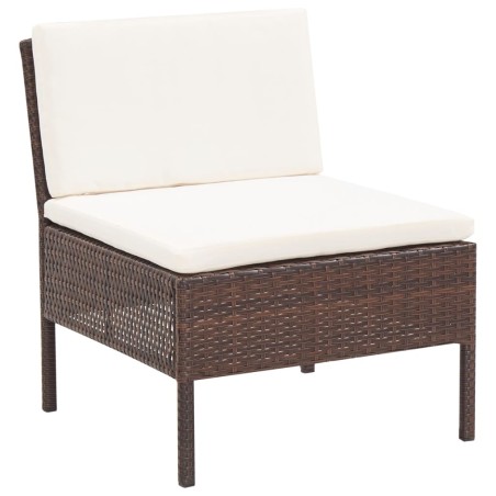 Set Divani da Giardino 3 pz con Cuscini in Polyrattan Marrone