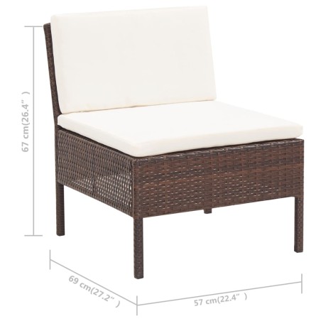 Set Divani da Giardino 3 pz con Cuscini in Polyrattan Marrone