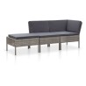 Set Divani da Giardino 3 pz con Cuscini in Polyrattan Grigio