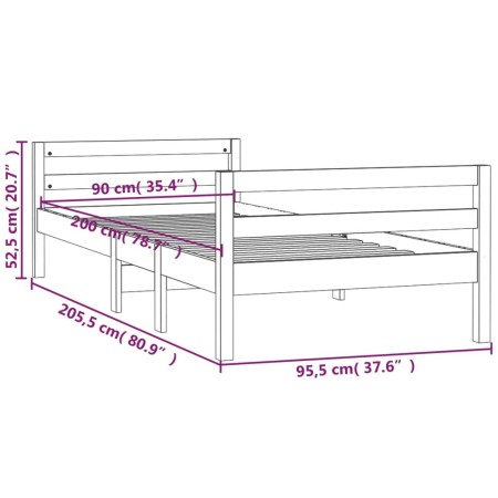 Giroletto Grigio 90x200 cm in Legno Massello di Pino