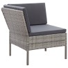 Set Divani da Giardino 3 pz con Cuscini in Polyrattan Grigio