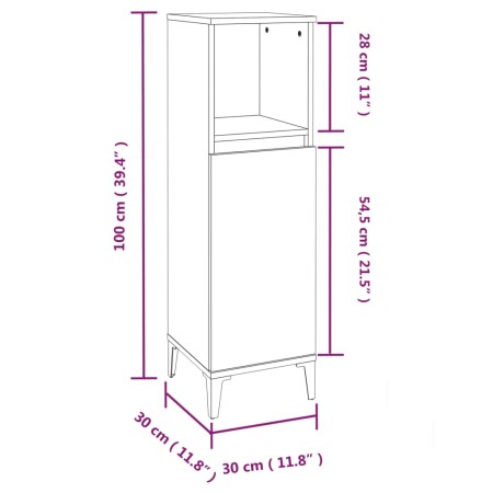 Armadietto Bagno Rovere Fumo 30x30x100 cm in Legno Multistrato