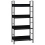 Scaffale Libri 4 Ripiani Nero 60x27,6x124,5cm Legno Multistrato