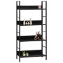 Scaffale Libri 4 Ripiani Nero 60x27,6x124,5cm Legno Multistrato