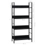 Scaffale Libri 4 Ripiani Nero 60x27,6x124,5cm Legno Multistrato