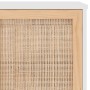 Credenza Bianca 105x30x60cm Legno Massello Pino Rattan Naturale