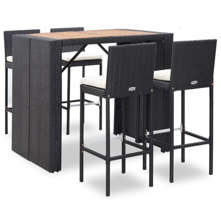 Set da Bar da Giardino 5 pz Polyrattan e Legno di Acacia Nero