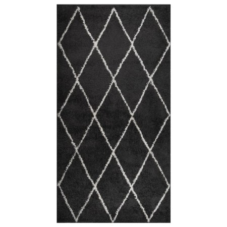 Tappeto Shaggy a Pelo Alto Crema e Antracite 80x150 cm