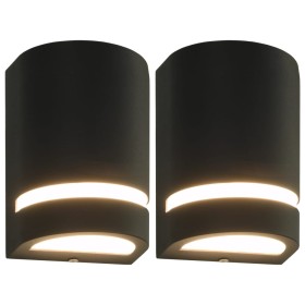 Lampade da Parete da Esterno 2 pz 35 W Nere Semicircolari