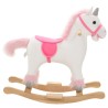 Unicorno a Dondolo in Peluche 65x32x58 cm Bianco e Rosa