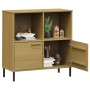 Libreria con Gambe Metallo Marrone 90x35x90,5 cm Massello OSLO