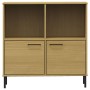 Libreria con Gambe Metallo Marrone 90x35x90,5 cm Massello OSLO