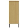 Libreria con Gambe Metallo Marrone 90x35x90,5 cm Massello OSLO