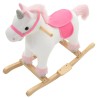 Unicorno a Dondolo in Peluche 65x32x58 cm Bianco e Rosa