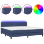 Letto a Molle Materasso e LED Blu 200x200cm in Tessuto