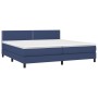 Letto a Molle Materasso e LED Blu 200x200cm in Tessuto