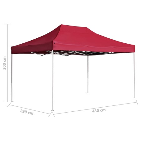 Gazebo Professionale Pieghevole Alluminio 4,5x3 m Rosso Vino