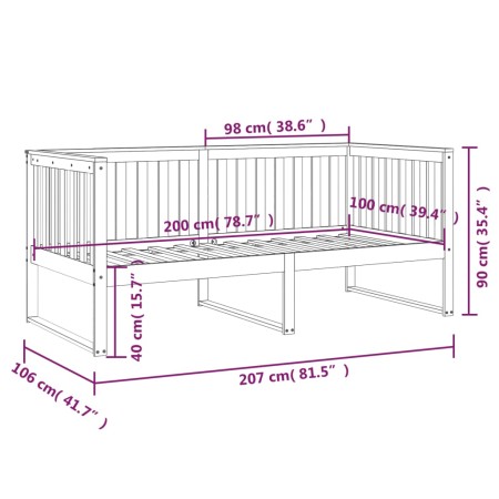 Dormeuse Miele 100x200 cm in Legno Massello di Pino