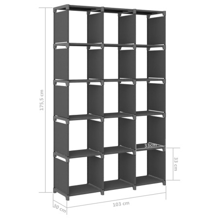 Mobile per 15 Scatole a Cubo Grigio 103x30x107,5 cm in Tessuto