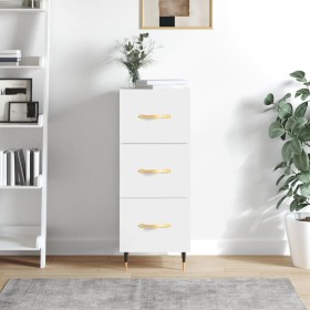 Credenza Bianco Lucido 34,5x34x90 cm in Legno Multistrato