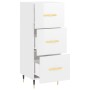 Credenza Bianco Lucido 34,5x34x90 cm in Legno Multistrato