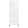 Credenza Bianco Lucido 34,5x34x90 cm in Legno Multistrato