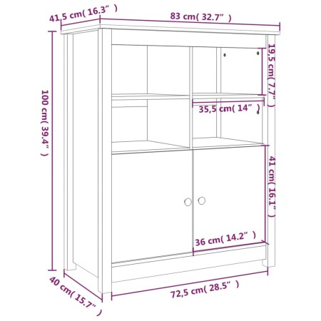 Credenza Miele 83x41,5x100 cm in Legno Massello di Pino